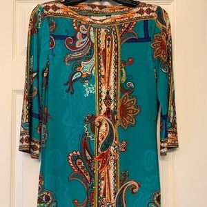 Teal paisley print dress